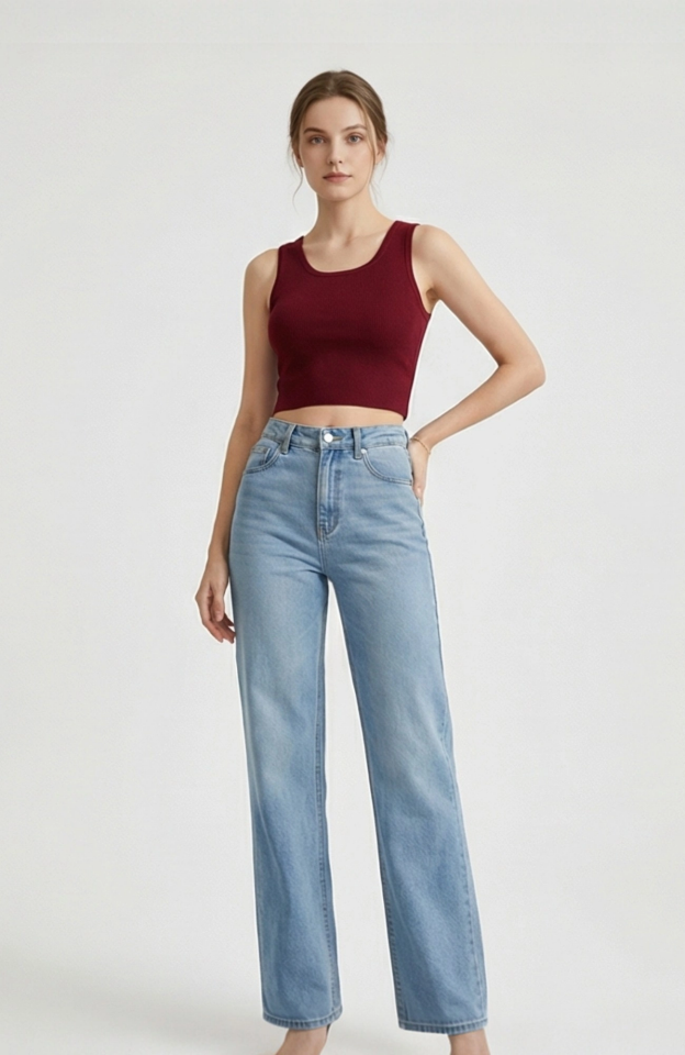 Kadın Bordo Kare Yaka Crop Top Bluz – Şık, Rahat ve Kolay Kombinlenebilir