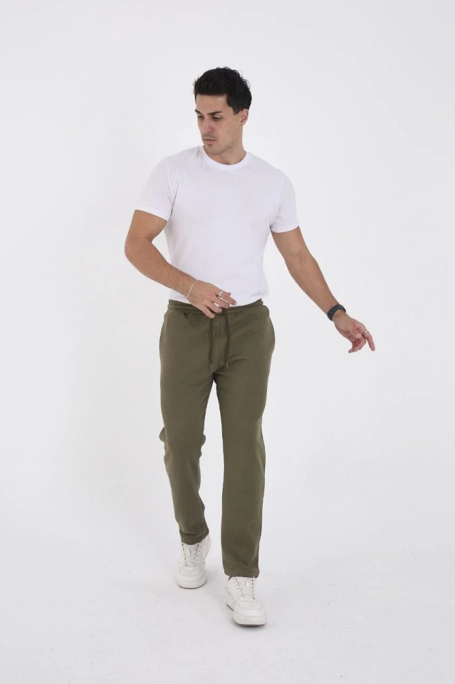 Erkek Üç İplik Basic Eşofman Pantolon - Haki