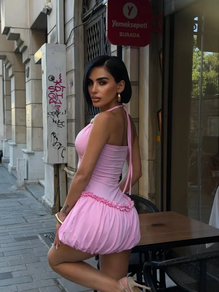 Aksesuarlı Mini Boy Elbise 1113