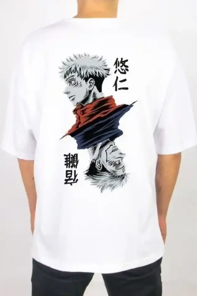 Erkek Kısa Kol Yazlık Tişört Bisiklet Yaka Baskılı Oversize T-Shirt - Beyaz