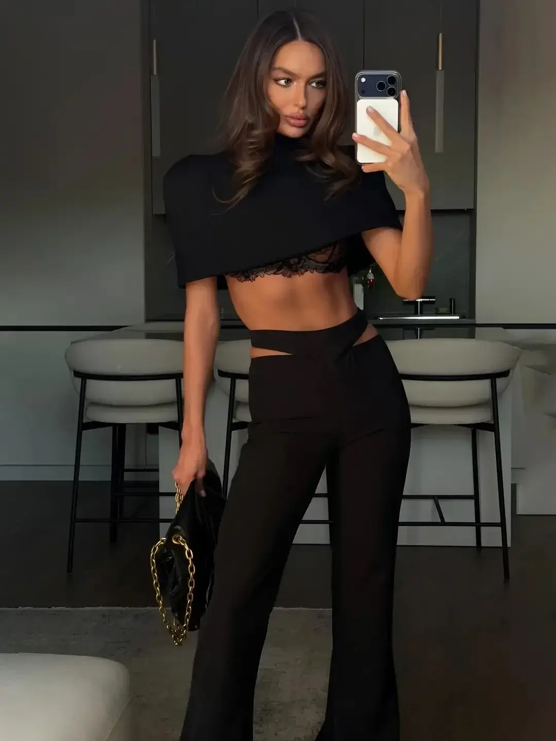 Sense Kolsuz Crop & Pantolon Takım Siyah