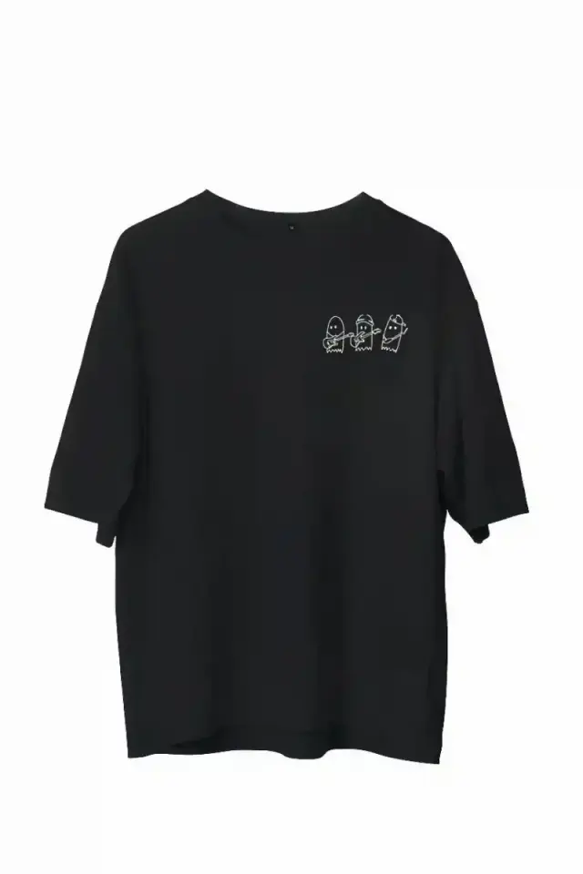 Erkek Baskılı T-Shirt Kısa Kol Bisiklet Yaka Regular Fit Rahat Kalıp Günlük Tişört - Siyah