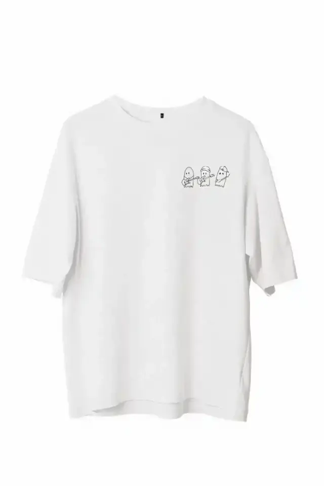 Erkek Baskılı T-Shirt Kısa Kol Bisiklet Yaka Regular Fit Rahat Kalıp Günlük Tişört - Beyaz
