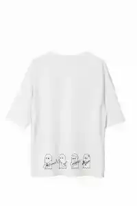 Erkek Baskılı T-Shirt Kısa Kol Bisiklet Yaka Regular Fit Rahat Kalıp Günlük Tişört - Beyaz