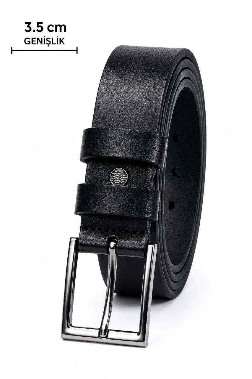 Erkek Hakiki Deri 3.5 cm Klasik Kemer Metal Tokalı Günlük ve Klasik Kullanım