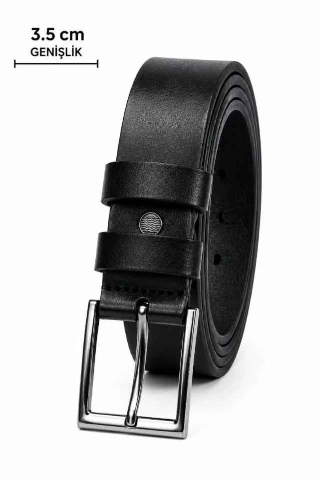 Erkek Hakiki Deri 3.5 cm Klasik Kemer Metal Tokalı Günlük ve Klasik Kullanım