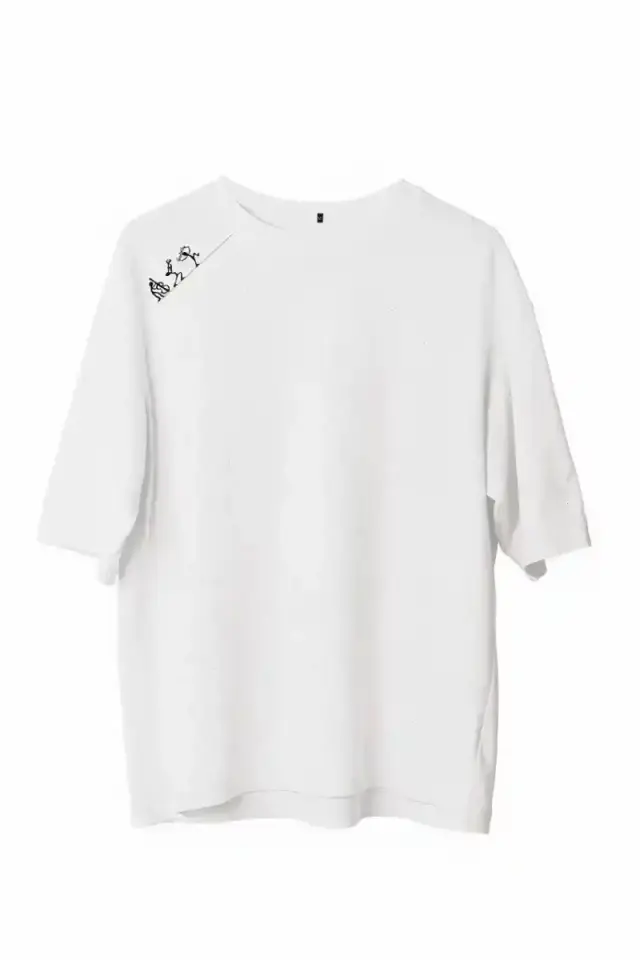 Erkek Baskılı T-Shirt Kısa Kol Bisiklet Yaka Regular Fit Rahat Kalıp Günlük Tişört - Beyaz