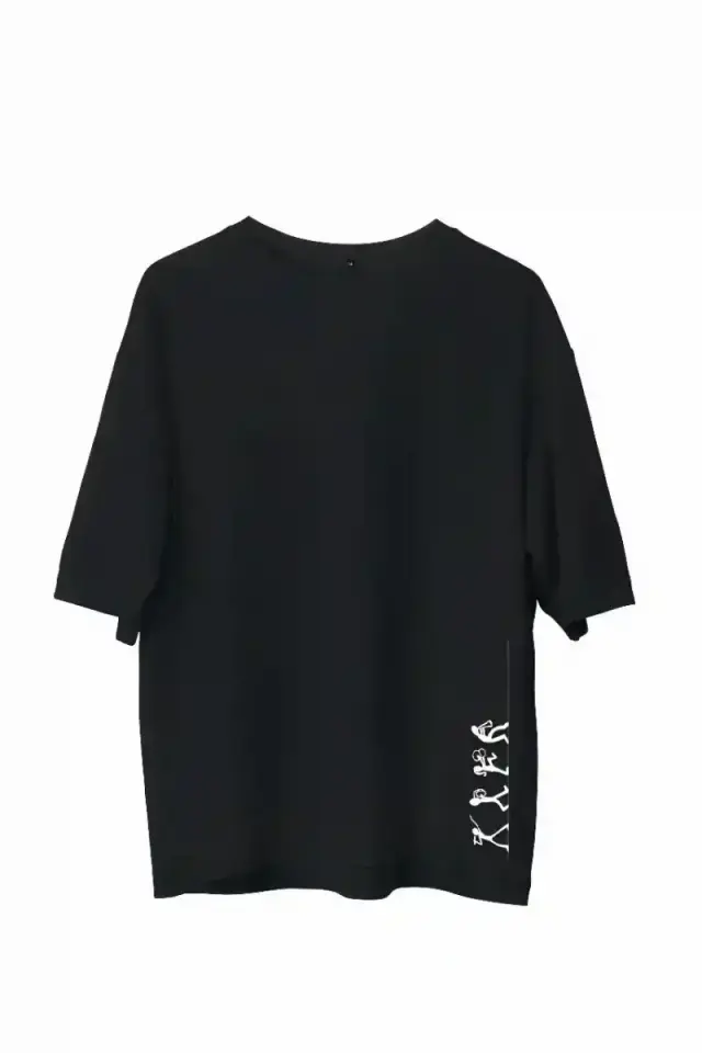Erkek Baskılı T-Shirt Kısa Kol Bisiklet Yaka Regular Fit Rahat Kalıp Günlük Tişört - Siyah