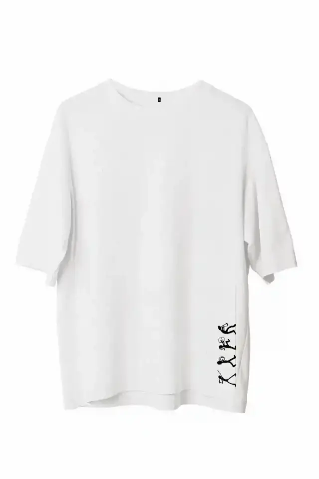 Erkek Baskılı T-Shirt Kısa Kol Bisiklet Yaka Regular Fit Rahat Kalıp Günlük Tişört - Beyaz
