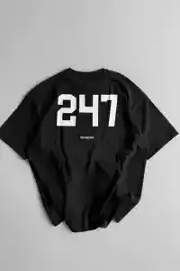 Erkek Ön ve Arka Baskılı T-Shirt Kısa Kol Bisiklet Yaka Regular Fit Tişört -  Siyah