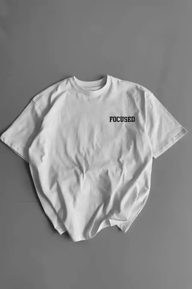 Erkek Ön ve Arka Baskılı T-Shirt Kısa Kol Bisiklet Yaka Regular Fit Tişört - Beyaz