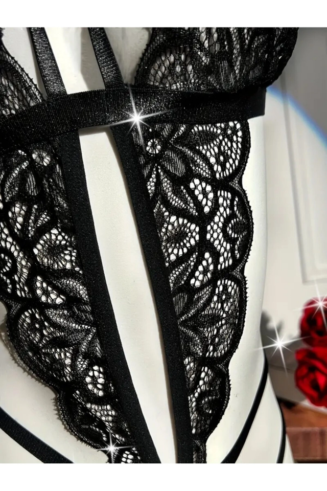 Kadın Siyah  Dantel Babydoll