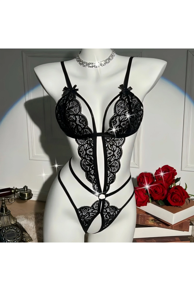 Kadın Siyah  Dantel Babydoll