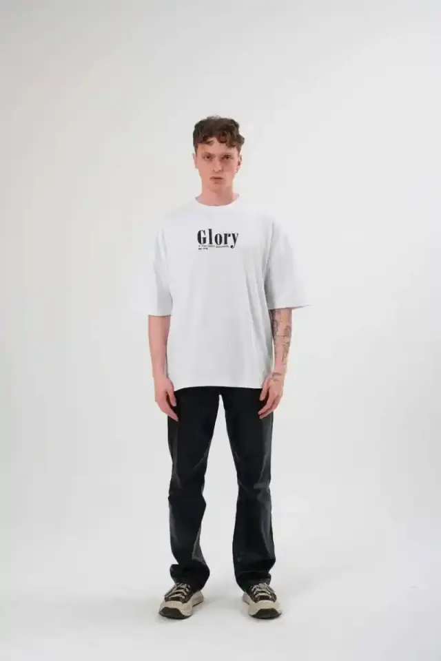 Erkek Kısa Kol Yazlık Tişört Bisiklet Yaka Baskılı Oversize T-Shirt - Siyah
