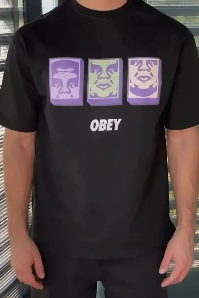 ERKEK Bisiklet Yaka Baskılı Oversize Kısa kol T-Shirt - Siyah