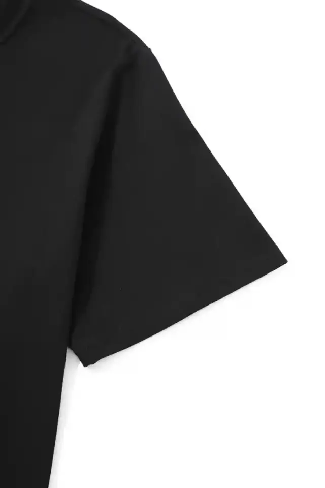 Erkek Kısa Kol Yazlık Tişört Bisiklet Yaka Baskılı Oversize T-Shirt - Siyah