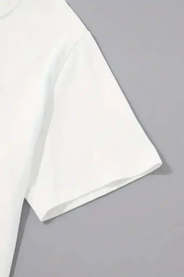 Erkek Sarj %1 Baskılı T-Shirt Kısa Kol Bisiklet Yaka Regular Fit Tişört - Beyaz