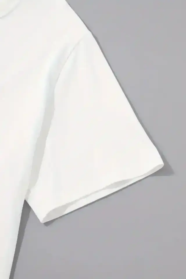 Erkek Tişört Palmiye Baskılı Bisiklet Yaka Kısa Kol T-Shirt - Beyaz