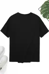 Erkek Tişört Palmiye Baskılı Bisiklet Yaka Kısa Kol Yazlık T-shirt - Siyah