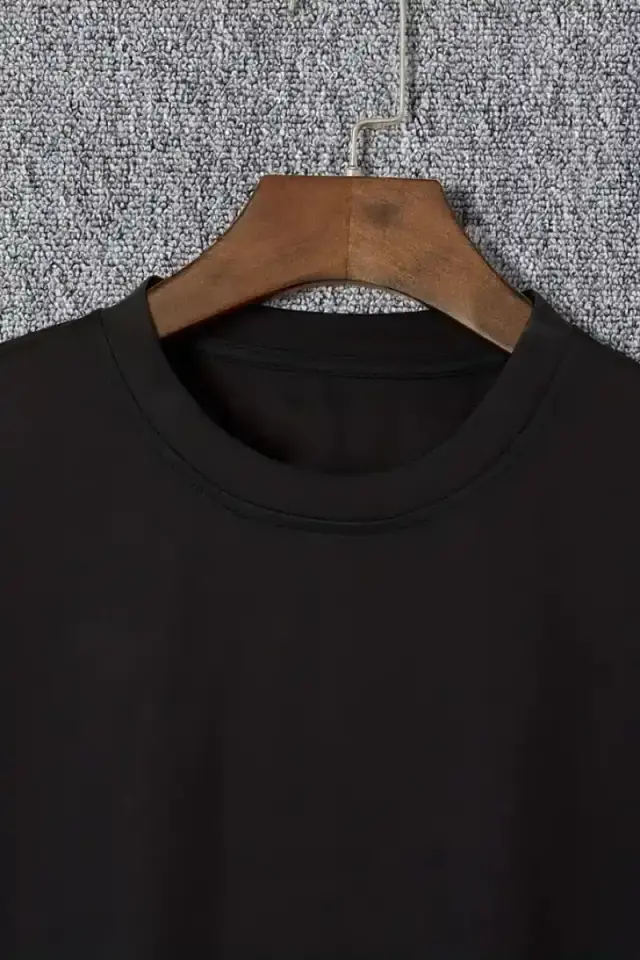 Erkek  Tişört TRIED TO WARN YOU. Baskılı Bisiklet Yaka T-shirt - Siyah
