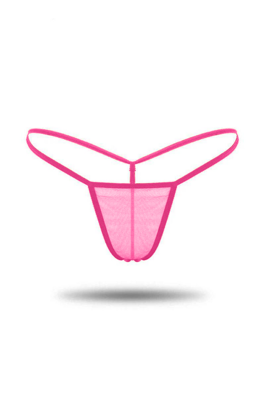 Kadın Pembe Tül Detaylı Tanga Külot