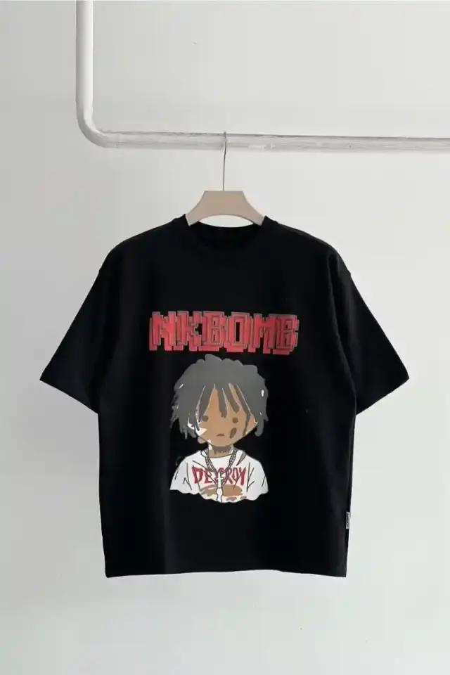 Unisex Çocuk Baskılı T-Shirt - Siyah