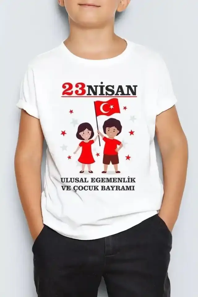 Unisex Çocuk Baskılı T-Shirt - Beyaz